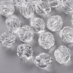 Clear Transparent Acrylic Beads, for Mother's Day Jewelry Making, Rose, Clear, 25x22.5mm, Hole: 2.5mm, about 79pcs/500g