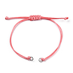 Pink Korean Waxed Polyester Cord Braided Bracelets, with Iron Jump Rings, for Adjustable Link Bracelet Making, Pink, Single Cord Length: 5-1/2 inch(14cm)