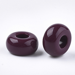 Dark Red Opaque Acrylic European Beads, Large Hole Beads, Rondelle, Dark Red, 13x7mm, Hole: 5mm, about 700pcs/500g