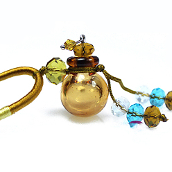 Goldenrod Lampwork Perfume Bottle Pendant Necklace with Polyester Chains and Plastic Dropper, Goldenrod, 11.42~14.96 inch(29~38cm)