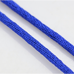 Синий Макраме Rattail китайские шнуры узел приготовления круглый нейлон плетеный строк темы, атласный шнур, синие, 2 мм, около 10.93 ярдов (10 м) / рулон