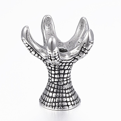 Plata Antigua 316 perlas quirúrgicas de acero inoxidable, garra, plata antigua, 16x13.5x13 mm, agujero: 3 mm