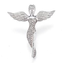 Crystal 316 Surgical Stainless Steel Pendants, with Rhinestones, Angel, Crystal, 49.5x45x13mm, Hole: 11x4.5mm