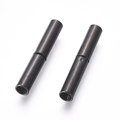 Electrophoresis Black 304 Stainless Steel Bayonet Clasps, Column, Electrophoresis Black, 21x3mm, Hole: 2.5mm