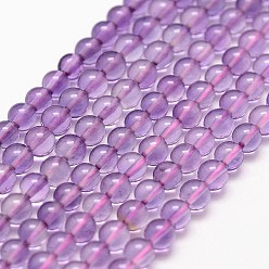 Améthyste Chapelets de perles naturelles améthyste, classe ab, ronde, 3mm, Trou: 0.5mm, 125 pcs / chapelet, 15.7 pouce