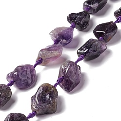 Amethyst Natural Amethyst Beads Strands, Nuggets, 16~36.8x13~28.5x8~21mm, Hole: 2~3.8mm, about 13pcs/strand, 16.26~17.52''(41.3~44.5cm)