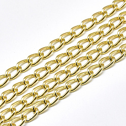 Light Gold Aluminium Curb Chains, with Spool, Unwelded, Light Gold, 7x4x1mm, about 164.04 Feet(50m)/roll