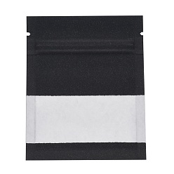 Black Kraft Paper Open Top Zip Lock Bags, Food Storage Bags, Sealable Pouches, for Storage Packaging, with Tear Notches, Rectangle, Black, 12.8x9.1x0.15cm, Inner Measure: 8cm, Window: 9.1x4cm, Unilateral Thickness: 4.7 Mil(0.12mm)