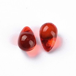 Rouge Charmes acrylique transparent, larme, rouge, 13.5x8.5mm, Trou: 1.6mm, environ1000 pcs / 500 g