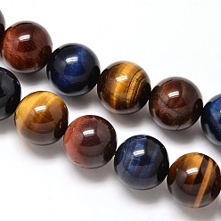 Tiger Eye Natural Tiger Eye Beads Strands, Grade A, Round, 4mm, Hole: 1mm, about 100pcs/strand, 15.7 inch
