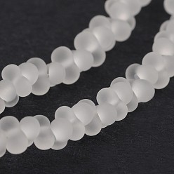 Blanc Fumé Os dépoli rangées de perles de verre, fumée blanche, 4x2mm, Trou: 0.8mm, Environ 260 pcs/chapelet, 16.53~16.92 pouce (42~43 cm)