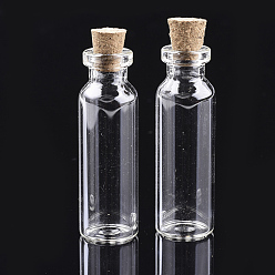 Claro Botellas de vidrio frasco de vidrio grano contenedores, con tapón de corcho, deseando botella, Claro, 50x16 mm, agujero: 7 mm, capacidad: 10 ml (0.34 fl. oz)