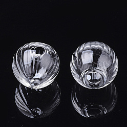 Clair Bouteilles de globe en verre soufflé à la main, pour la fabrication de pendentifs pour flacons en verre, citrouille, clair, 16x14~15mm, demi-trou: 5 mm