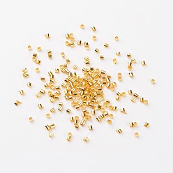 Golden Brass Crimp Beads, Cadmium Free & Lead Free, Tube, Golden Color, about 2mm wide, 2mm long, hole: 1.5mm