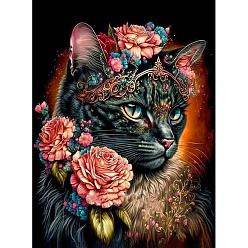 Salmón Claro Kit de pintura de diamante diy gato flor color ab, Incluye bolsa de pedrería de resina., bolígrafo adhesivo de diamante, plato de bandeja y arcilla de cola, salmón claro, 400x300 mm