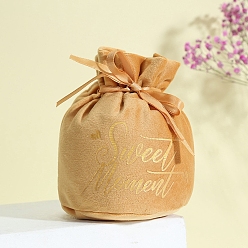 Orange Pochettes à cordon en velours, bonbons sacs-cadeaux fête de noël faveurs de mariage sacs, orange, 15x13 cm