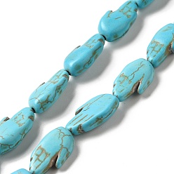 Turquoise Synthetic Turquoise Dyed Beads Strands, Palm, Turquoise, 18x10x4mm, Hole: 1mm, about 22pcs/strand, 15.79''(40.1cm)
