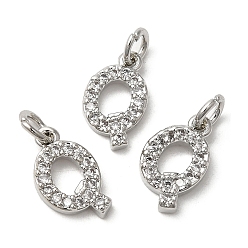 Real Platinum Plated Brass Micro Pave Grade AAA Cubic Zirconia Charms, Letter Q, Cadmium Free & Nickel Free & Lead Free, Real Platinum Plated, 9x6x1.5mm, Hole: 2mm