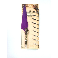 Púrpura Pluma sumergida pluma caligrafía tinta pluma, con cabeza de aleación, púrpura, 255x40x12 mm