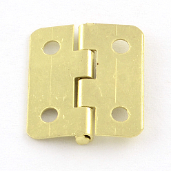 Golden Wooden Box Accessories Metal Hinge, 180 Degree Fixed, Golden, 19x16x2mm, Hole: 2mm