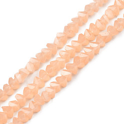 Light Salmon Opaque Solid Color Glass Beads Strands, Faceted Triangle, Light Salmon, 3x2x2mm, Hole: 0.8mm, about 150~152pcs/strand, 10.43 inch~11.42 inch(26.5~29cm)