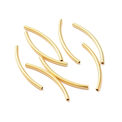 Real 18K Gold Plated 925 Sterling Silver Tube Beads, Curved Tube, Real 18K Gold Plated, 25x1.5mm, Hole: 1mm, about 42pcs/10g