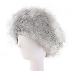 Dark Gray Faux Fur Fiber Yarn Warmer Headbands, Soft Stretch Thick Cable Knit Head Wrap for Women, Dark Gray, 320x120mm