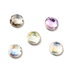 Mixed Color K9 Glass Rhinestone Cabochons, Flat Back & Back Plated, Faceted, Flat Round, Mixed Color, 4x2mm