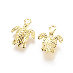 Golden Alloy Charms, Cadmium Free & Nickel Free & Lead Free, Turtle, Golden, 16x13x3mm, Hole: 1mm