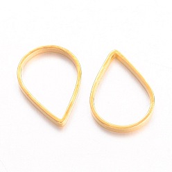 Golden Brass Linking Rings, teardrop, plated in golden color, about 7mm wide, 11mm long, 1mm thick