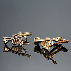 Golden Brass Musical Instruments Cufflinks, for Apparel Accessories, Golden, 10mm