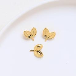 Golden Brass Leaf Pins, for Baroque Pearl Making, Golden, 11x7mm