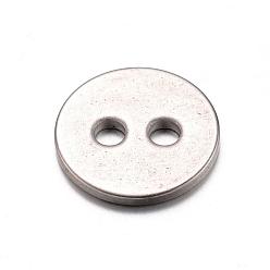 Stainless Steel Color 201 Stainless Steel Buttons, 2-Hole, Flat Round, Stainless Steel Color, 12x1mm, Hole: 2mm