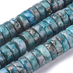Pyrite Natural African Pyrite Beads Strands, Dyed, Heishi Beads, Flat Round/Disc, 8~8.5x3mm, Hole: 0.8mm, about 127 pcs/Strand, 15.94 inch(40.5 cm)