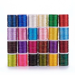 Color mezclado Cordón de poliéster, Con cordón metálico dorado, cuerda de anudar chino, color mezclado, 1.5 mm, aproximadamente 4.37 yardas (4 m) / rollo