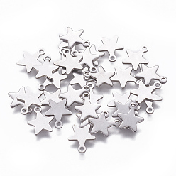 Stainless Steel Color 304 Stainless Steel Charms, Star, Stainless Steel Color, 10x8x0.8mm, Hole: 1.4mm