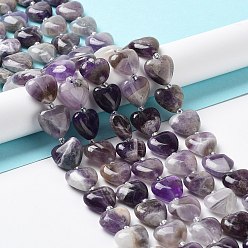 Amethyst Natural Amethyst Beads Strands, with Seed Beads, Heart, 14~15x15x6~6.5mm, Hole: 1.4mm, about 23~24pcs/strand, 14.57''(37cm)