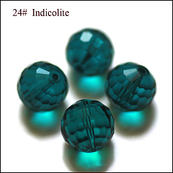 Bleu Vert Imitations de perles de cristal autrichien, grade de aaa, à facettes (96 facettes), ronde, sarcelle, 8mm, Trou: 0.9~1mm