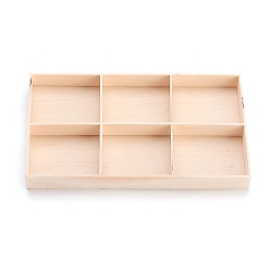 Bois Solide Boîte de rangement en bois, burlywood, 17x10x1.65cm, 1 compartiments: 5.3~5.6x4.6~4.7 cm, 6 compartiment / boîte