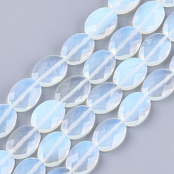 Opalite Opalite Beads Strands, Faceted, Oval, 18x13~13.5x5.5~6mm, Hole: 1.2mm, about 11pcs/strand, 7.8 inch