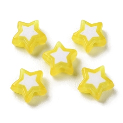 Yellow Star Acrylic Beads, Bead in Bead, Yellow, 8.5x9x4mm, Hole: 1.8mm, about 2941pcs/500g