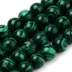 Malachite Synthetic Malachite Bead Strands, Round, 10~10.5mm, Hole: 1.2mm, about 37~40pcs/strand, 14.9~15.1 inch(38~38.5cm)