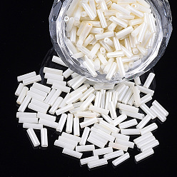 Creamy White Glass Bugle Beads, Round Hole, Opaque Colours, Creamy White, 6~7x1.5~2mm, Hole: 0.8mm, about 10000pcs/bag
