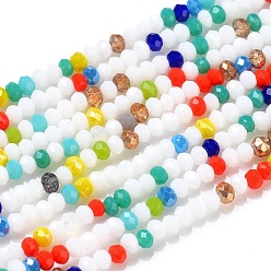 Coloré Chapelets de perles en verre, facette, rondelle, colorées, 2~3.2x1.8~2.6mm, Trou: 0.8mm, Environ 185~186 pcs/chapelet, 15.55~15.75 pouce (39.5~40 cm)