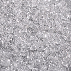 Blanco Abalorios de la semilla de cristal, transparente, rondo, blanco, 8/0, 3 mm, agujero: 1 mm, sobre 10000 perlas / libra