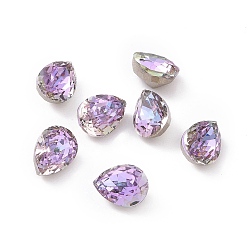 Vitrail Light K5 Glass Rhinestone Cabochons, Pointed Back & Back Plated, Faceted, Teardrop, Vitrail Light, 8x6x5mm