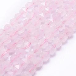 Cuarzo Rosa Natural aumentó de perlas de cuarzo hebras, cuentas redondas con corte de estrella, facetados, 7~8 mm, agujero: 1 mm, sobre 46~48 unidades / cadena, 15.3 pulgada (39 cm)