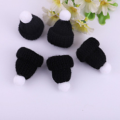 Negro Gorro de lana de muñeca de poliéster, para accesorios decorar muñeca, negro, 60x43x12.5 mm