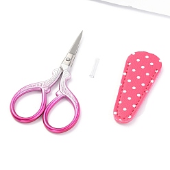 Hot Pink Stainless Steel Scissor, with Wave Point Pattern Protective Jacket, Hot Pink, 9.3x4.75x0.4cm