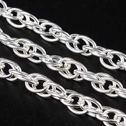 Silver Iron Rope Chains, Unwelded, Silver Color Plated, with Spool, Link: 4mm, Wire: 0.8mm thick, about 328.08 Feet(100m)/roll